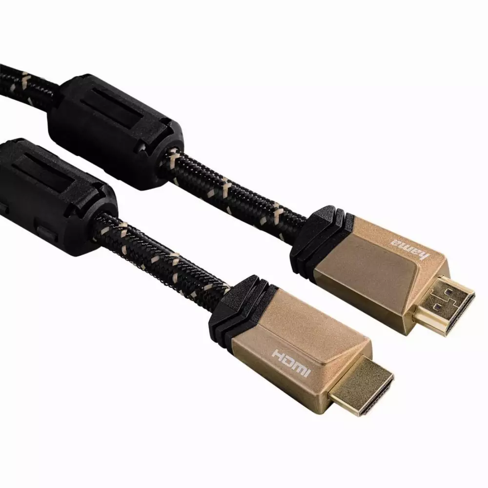 Кабел HAMA Premium 122210 HDMI мъжко - HDMI мъжко, 1.5 м, Ферит, Позлатени конектори, 5 звезди
