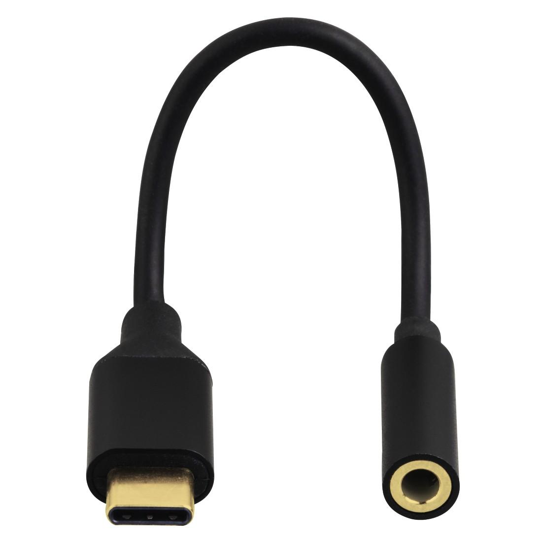 Адаптер HAMA 135717, USB-C мъжко - 3.5 mm аудио жак женско, Черен
