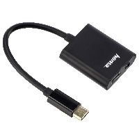 Адаптер и зарядно HAMA 2 в 1, USB-C  - 3.5 мм аудио жак и USB-C, Черен