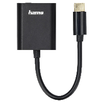 Адаптер и зарядно HAMA 2 в 1, USB-C  - 3.5 мм аудио жак и USB-C, Черен
