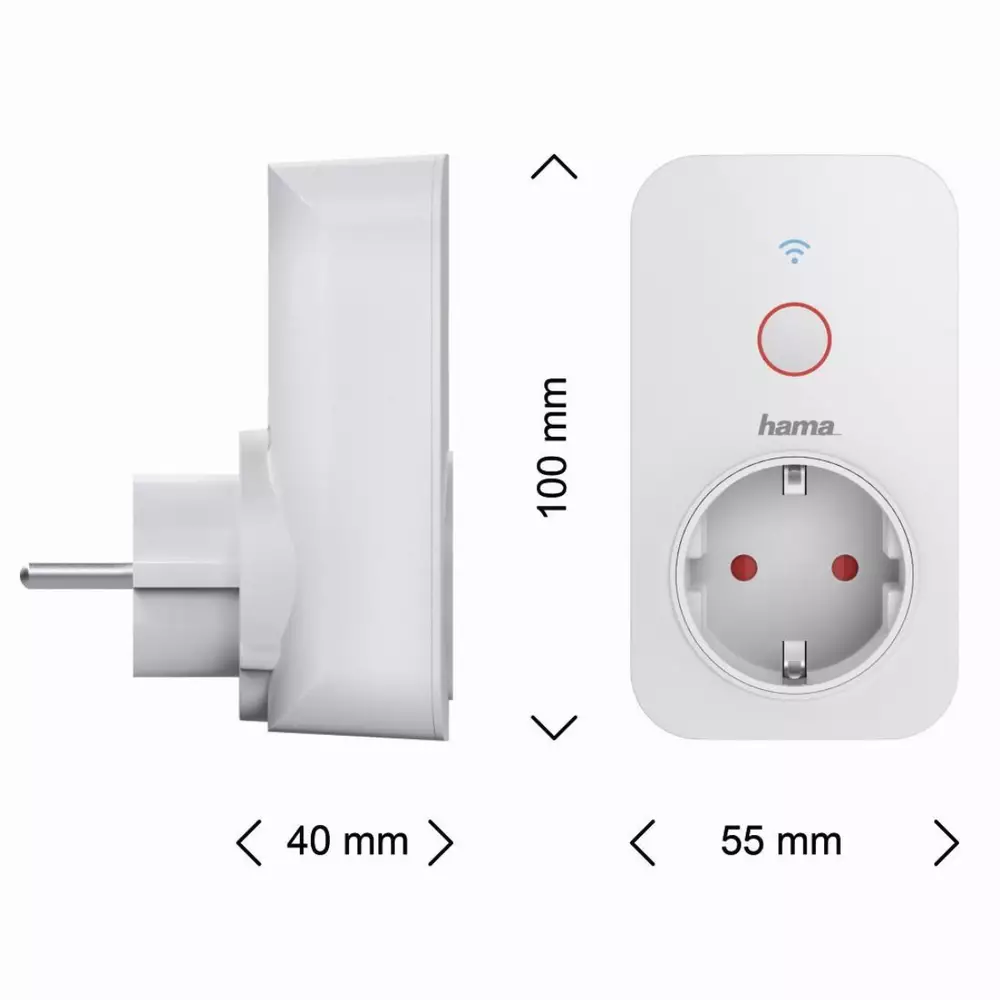 Смарт контакт HAMA 176552, WiFi, 3680W, 16A