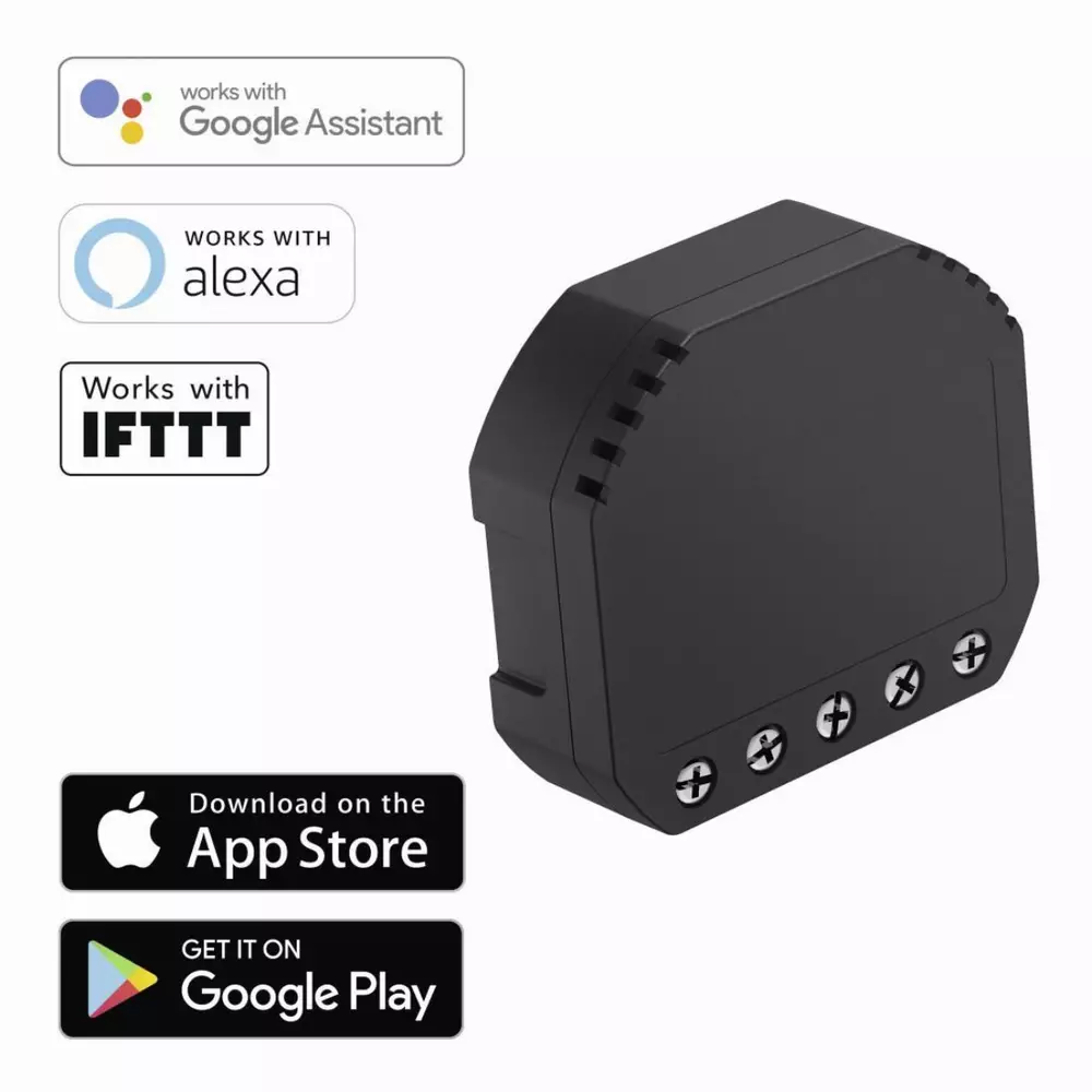 Wi-Fi превключвател HAMA 176556, за освтление и контакти, Alexa, Черен
