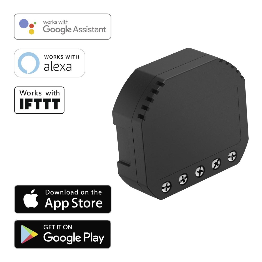 Wi-Fi превключвател HAMA 176556, за освтление и контакти, Alexa, Черен