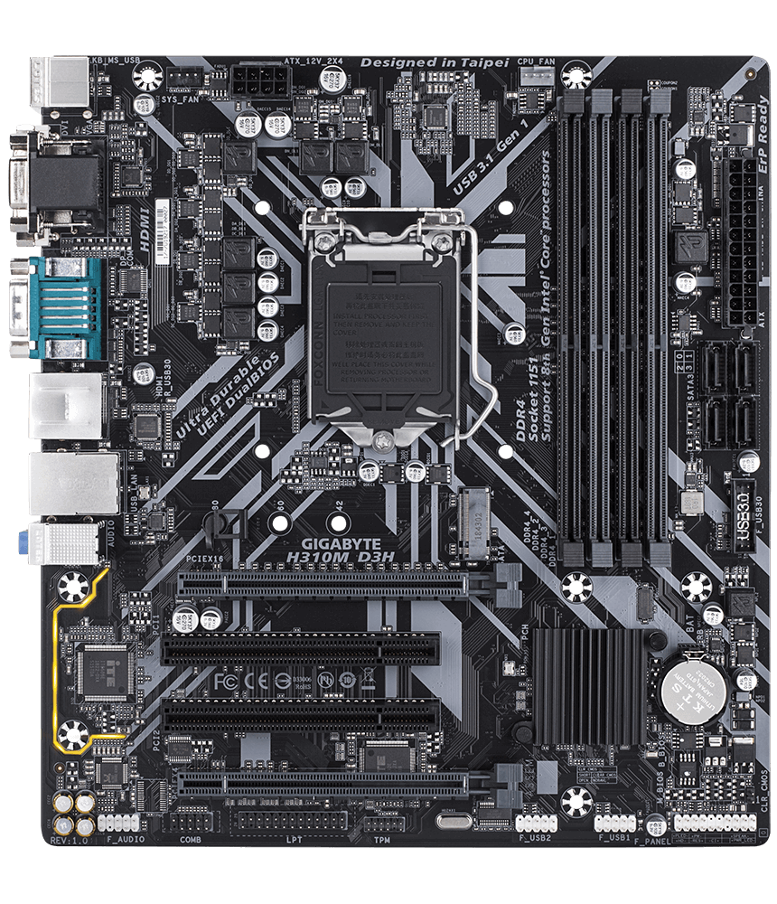 Дънна платка GIGABYTE H310M D3H