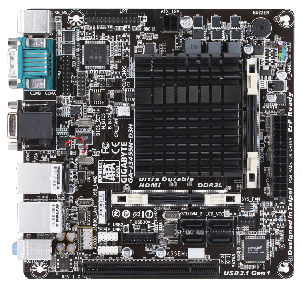 Дънна платка GIGABYTE GA-J3455N-D3H Intel Celeron J3455