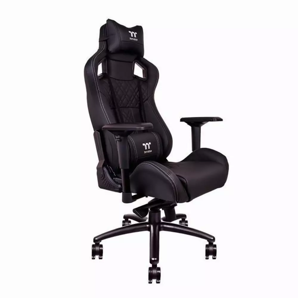 Геймърски стол TteSports X Fit, Естествена кожа, Черен
