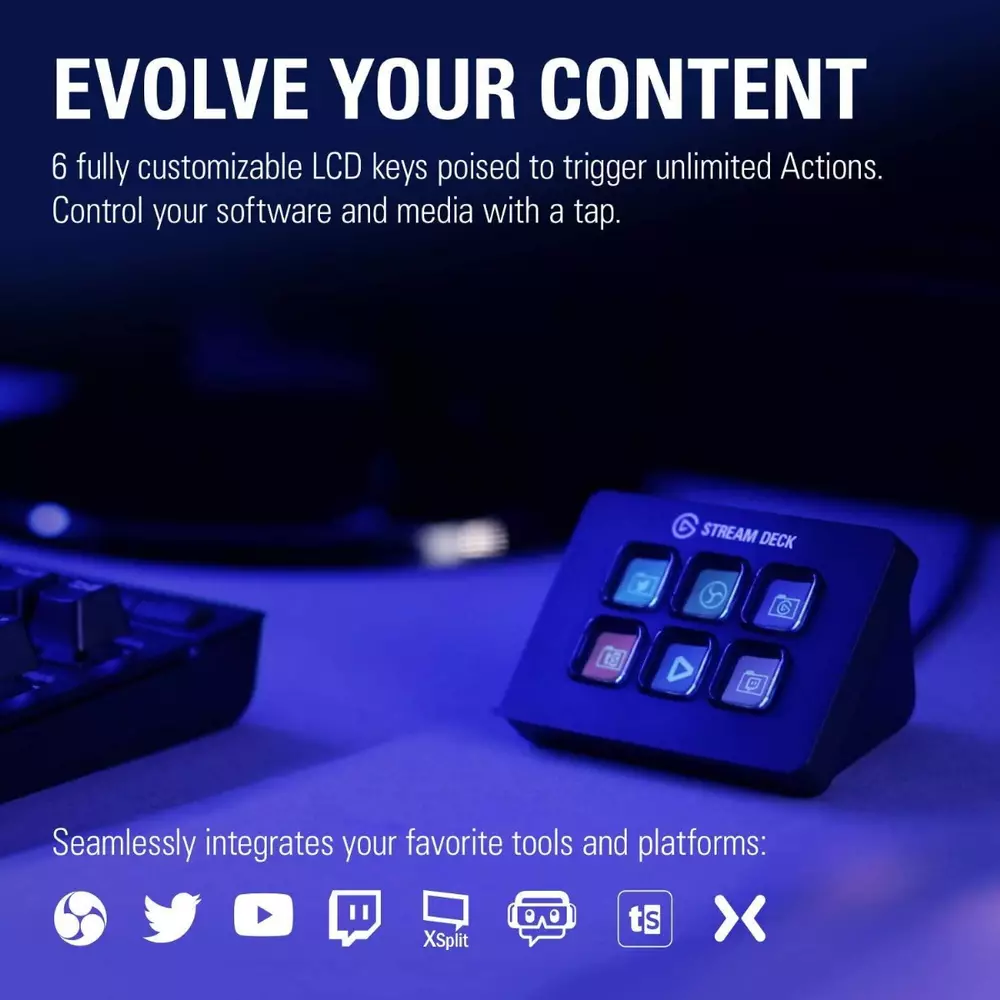 Контролер Elgato Stream Deck Mini, 6LCD бутона, Черен