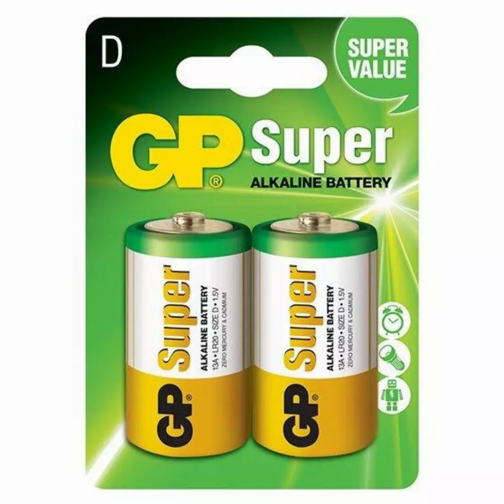 Алкална батерия GP SUPER LR20 /2 бр. в опаковка/  БЛИСТЕР 1.5V