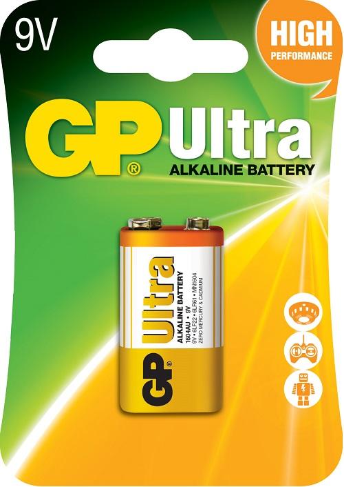 Алкална батерия GP ULTRA 6LF22 /6LR61/ /9V/ 1 бр. GP 1604U/1604AU