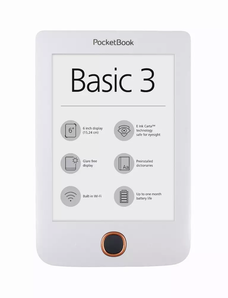 eBook четец PocketBook Basic3 PB614-2, 6", Бял
