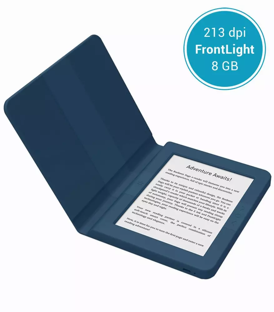 eBook четец BOOKEEN SAGA, 6", Силиконов калъф, Син