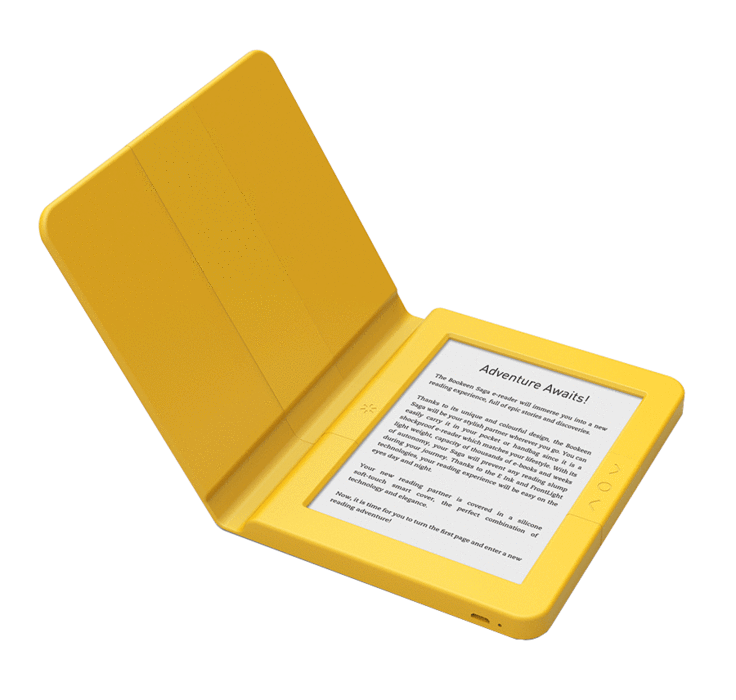eBook четец BOOKEEN SAGA, 6", Силиконов калъф, Жълт
