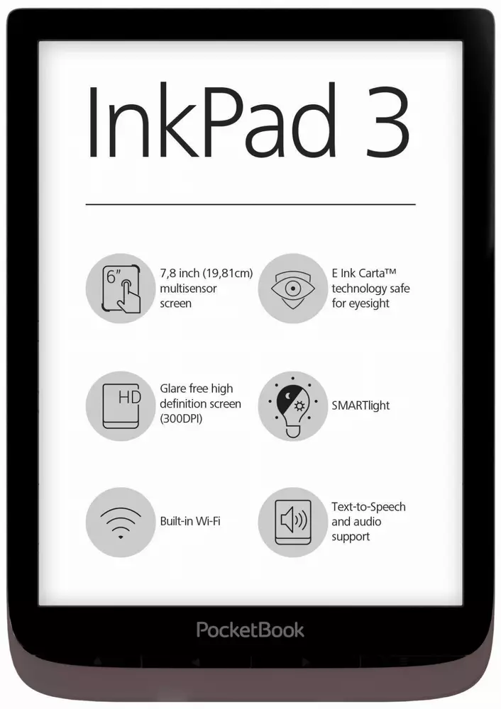eBook четец PocketBook InkPad 3 PB740, 7.8", Тъмнокафяв