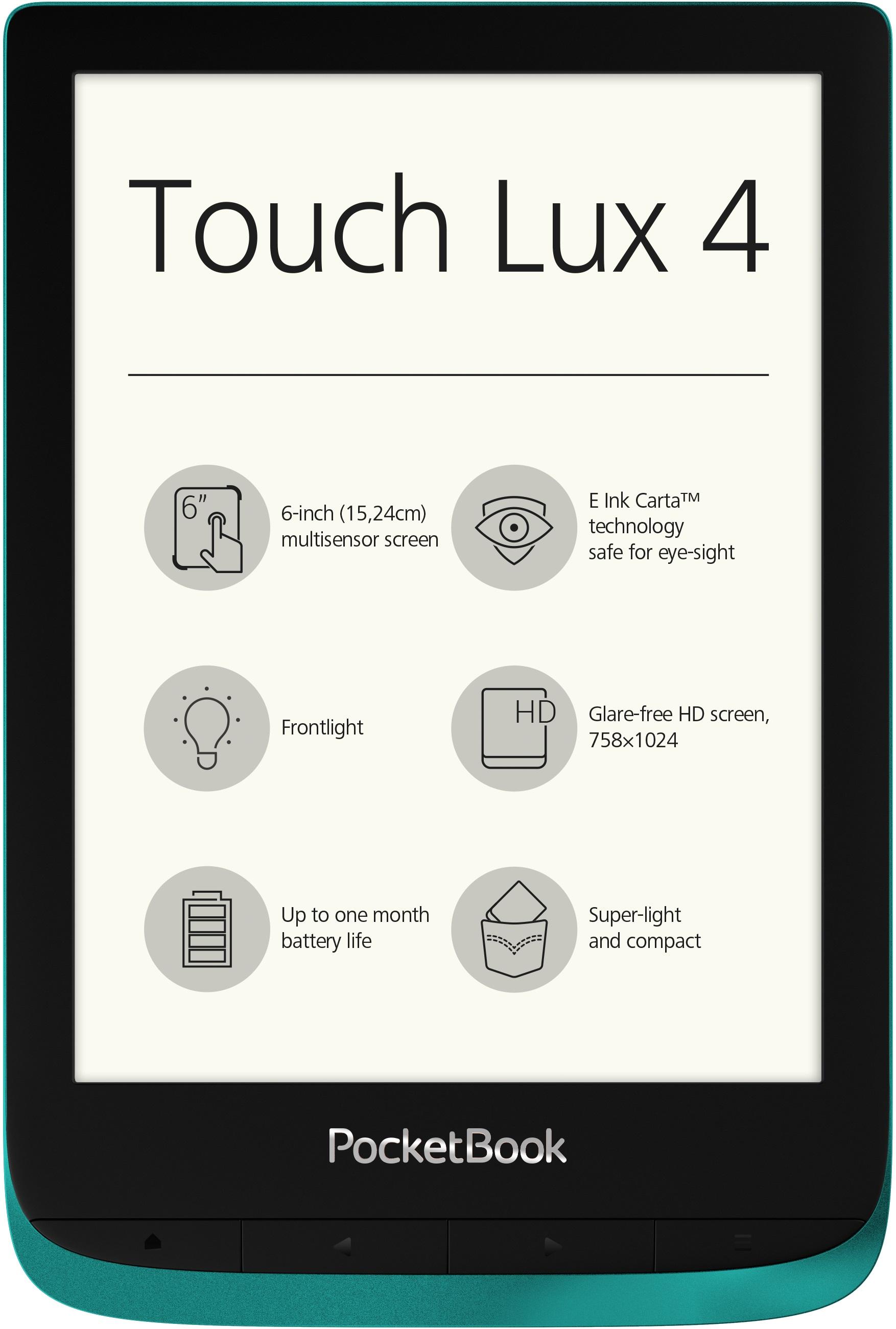 eBook четец POCKETBOOK Touch Lux 4 PB627, 6", Емералд