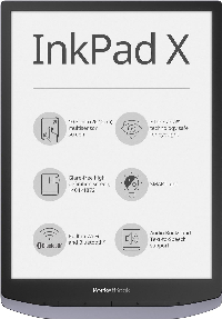 eBook четец PocketBook InkPad X PB1040, 10.3", Метално сив