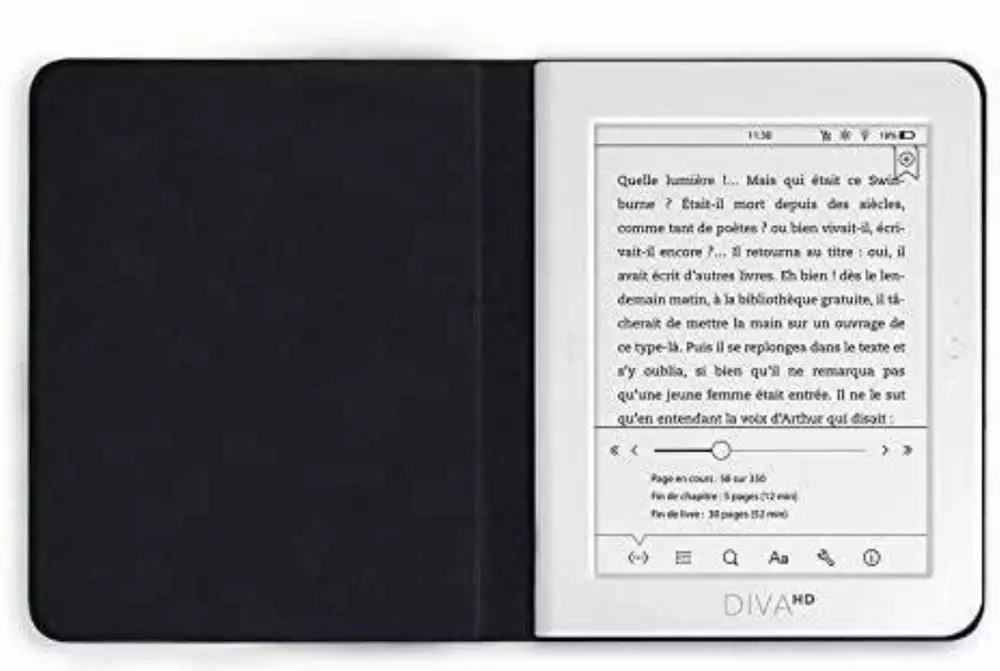 Калъф кожен BOOKEEN Classic, за eBook четец DIVA, 6 inch, магнит, Denim Brown