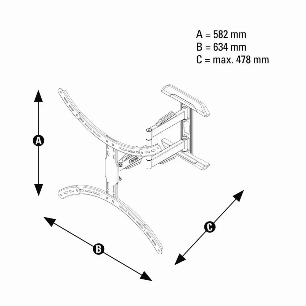Стенна стойка за TV HAMA 118620, Регулируема, 37"-75", 45 кг, Черна