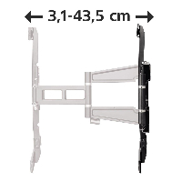 Стенна стойка за TV HAMA 108757, Регулируема, 37"-70", 35 кг, Черна