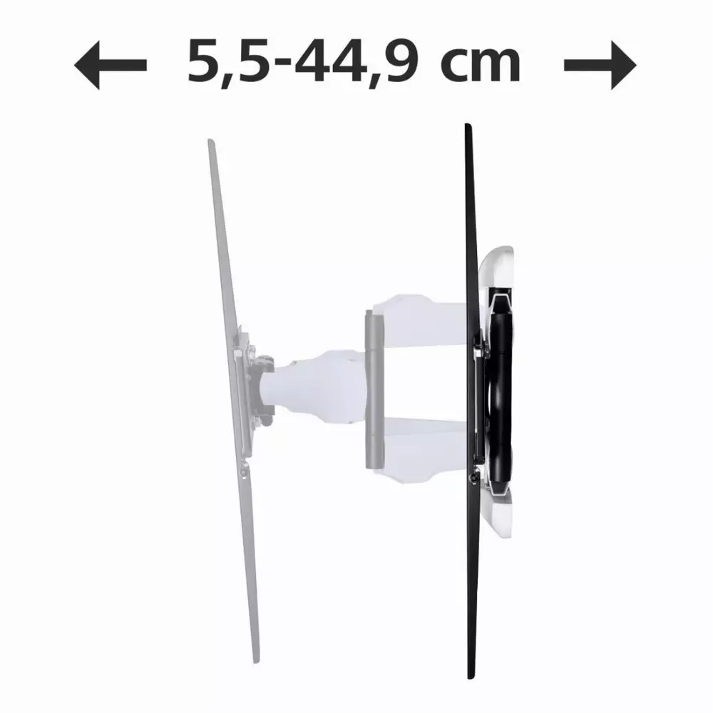 Стенна стойка за TV HAMA 118626, Регулируема, 46"-90", 75 кг, Черен/Бял