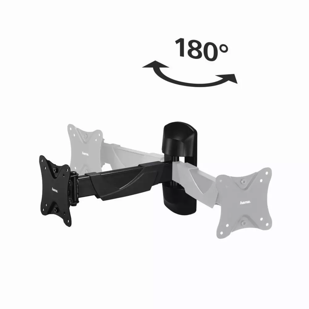 Стенна стойка за TV HAMA 118661, Регулируема, 10"-26", 25 кг, Черна