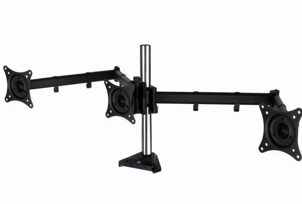 Стойка за 3 монитора за бюро ARCTIC Z3 Pro, Регулируема, 13"-30", 10 кг, 4 портов USB 3.0 Hub, Черен