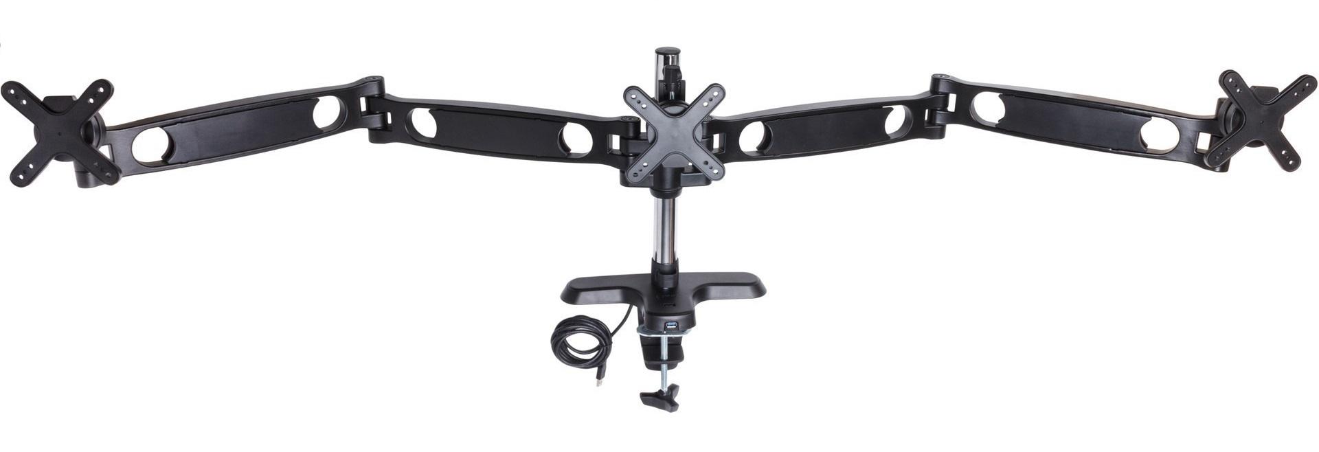 Стойка за 3 монитора за бюро ARCTIC Z3 Pro, Регулируема, 13"-30", 10 кг, 4 портов USB 3.0 Hub, Черен
