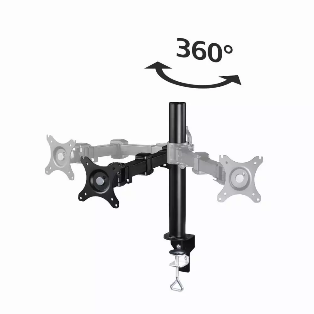 Стойка за монитор за бюро HAMA 95827, Регулируема, 10" - 26", 10 кг, 2 рамeнa, Черен