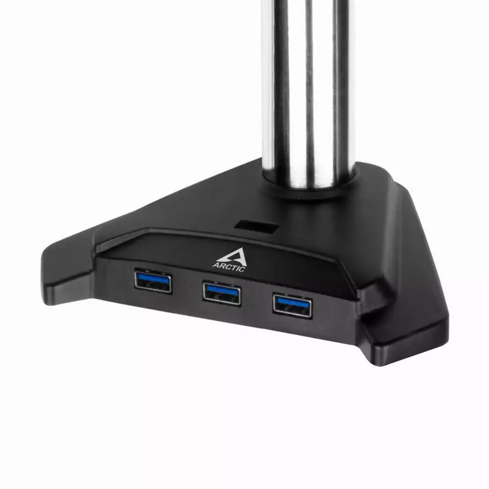 Стойка за монитор за бюро ARCTIC Z1-3D (Gen 3), Регулируема, до 38", 8 кг, hub USB 3.0, Черен