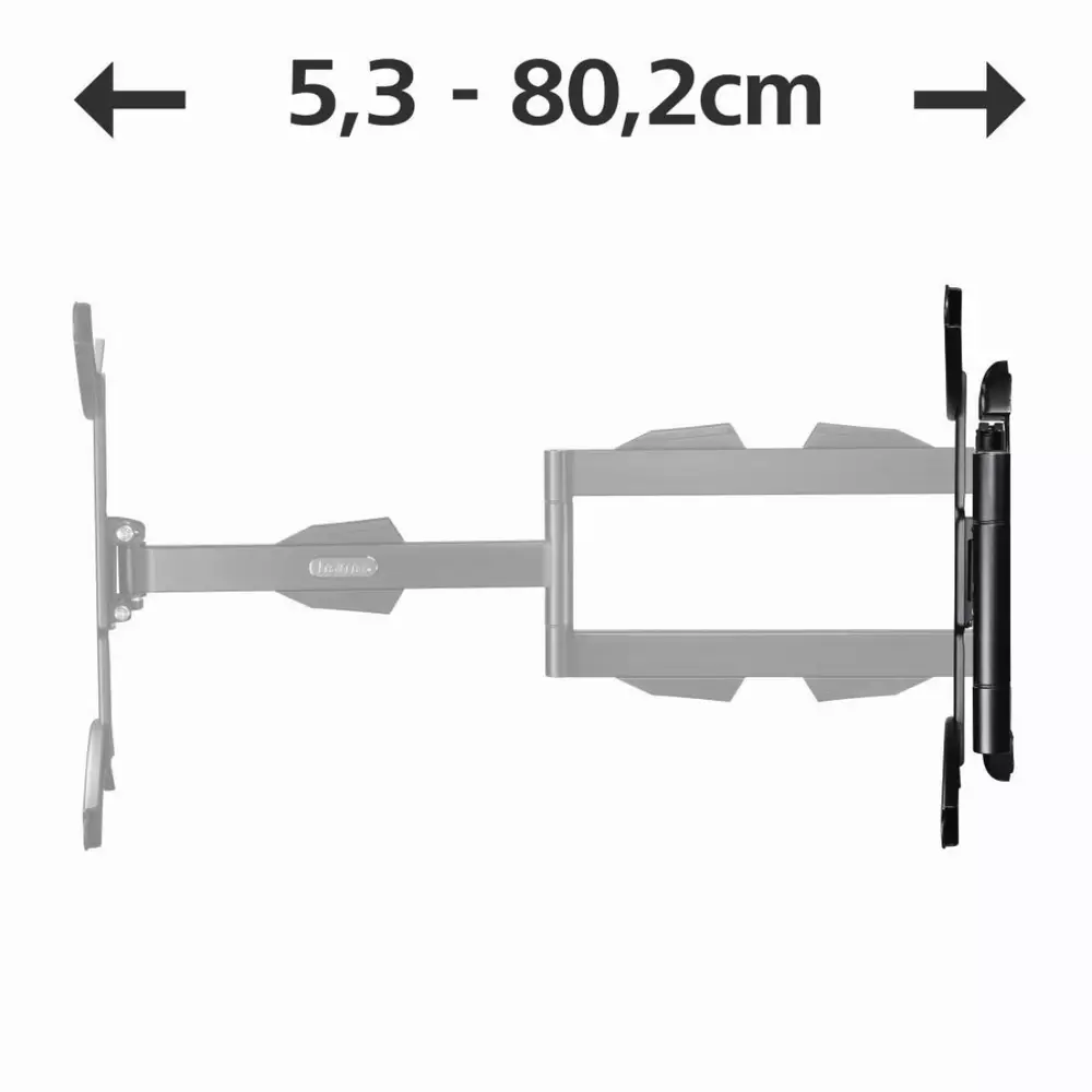 Стенна стойка за TV HAMA 108712, Регулируема, 165 cm (65"), 25 кг, 2 рамена, 3 звезди, Черен
