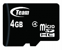 Карта памет TEAM micro SDHC, 4GB, Class 4 с SD адаптер
