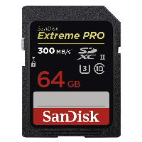 Карта памет SANDISK Extreme PRO&reg; SD UHS-II, SDHC, 64GB Class 10, U3, 300 Mb/s