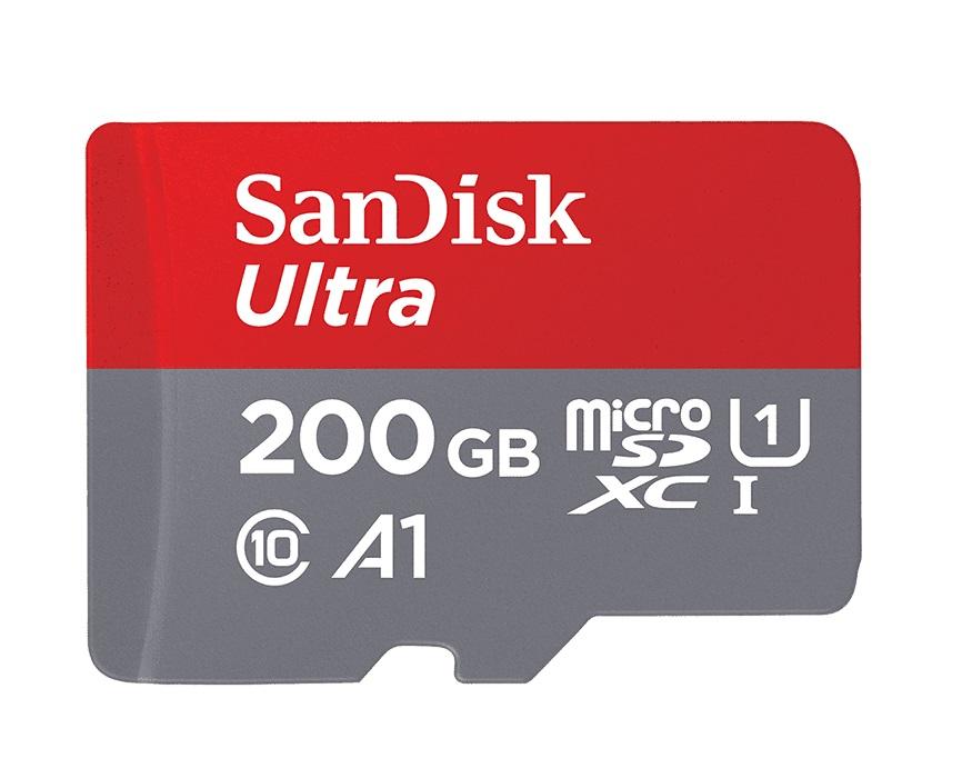 Tarjeta de memoria SANDISK Ultra, microSD, UHS-I, 200GB Class 10, U1, A1, 100 Mb/s, + Adaptador SD