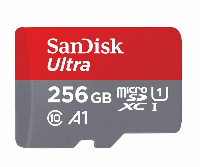 Карта памет SANDISK Ultra, microSD, UHS-I, 256GB Class 10, U1, A1, 100 Mb/s, + SD Adapter