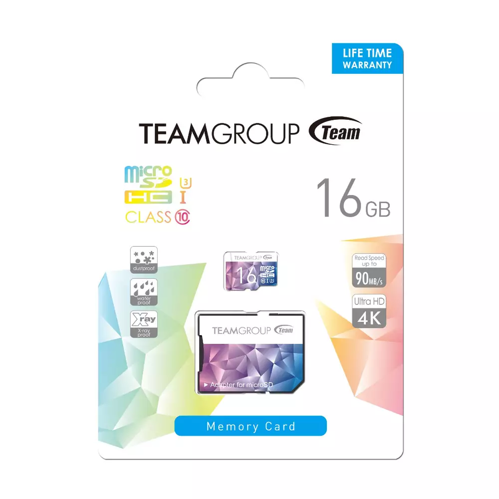 Карта памет Team Group Color Card II 16GB Micro SDHC/SDXC UHS-I U3 + SD Adapter