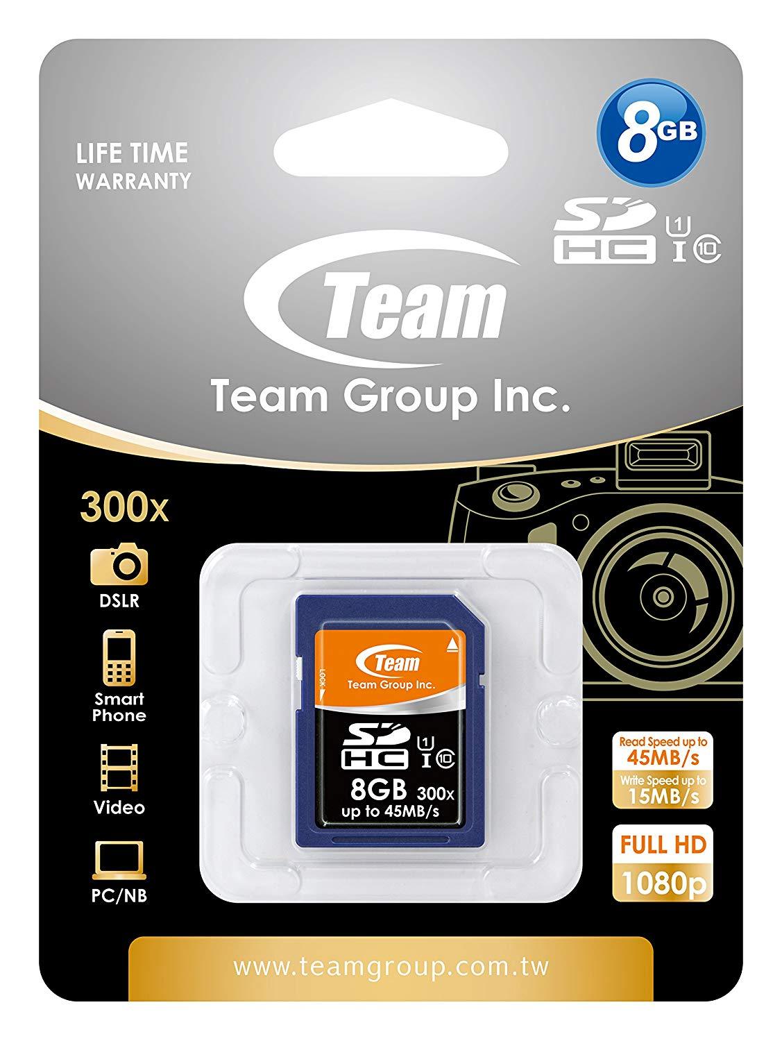 Карта памет TEAM SDHC, 8GB, Class 10