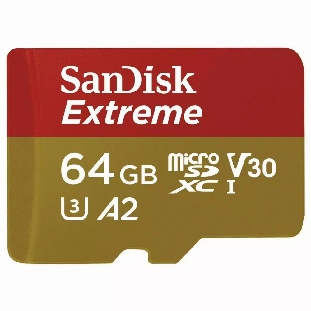 Карта памет SANDISK Extreme microSDXC, 64GB, 160MB/s, Class 10, U3, V30 SD Adapter