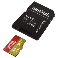 Карта памет SANDISK Extreme microSDXC, 64GB, 160MB/s, Class 10, U3, V30 SD Adapter