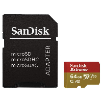 Карта памет SANDISK Extreme microSDXC, 64GB, 160MB/s, Class 10, U3, V30 SD Adapter