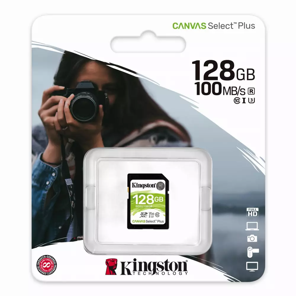 Карта памет Kingston Canvas Select Plus SD 128GB, Class 10 UHS-I