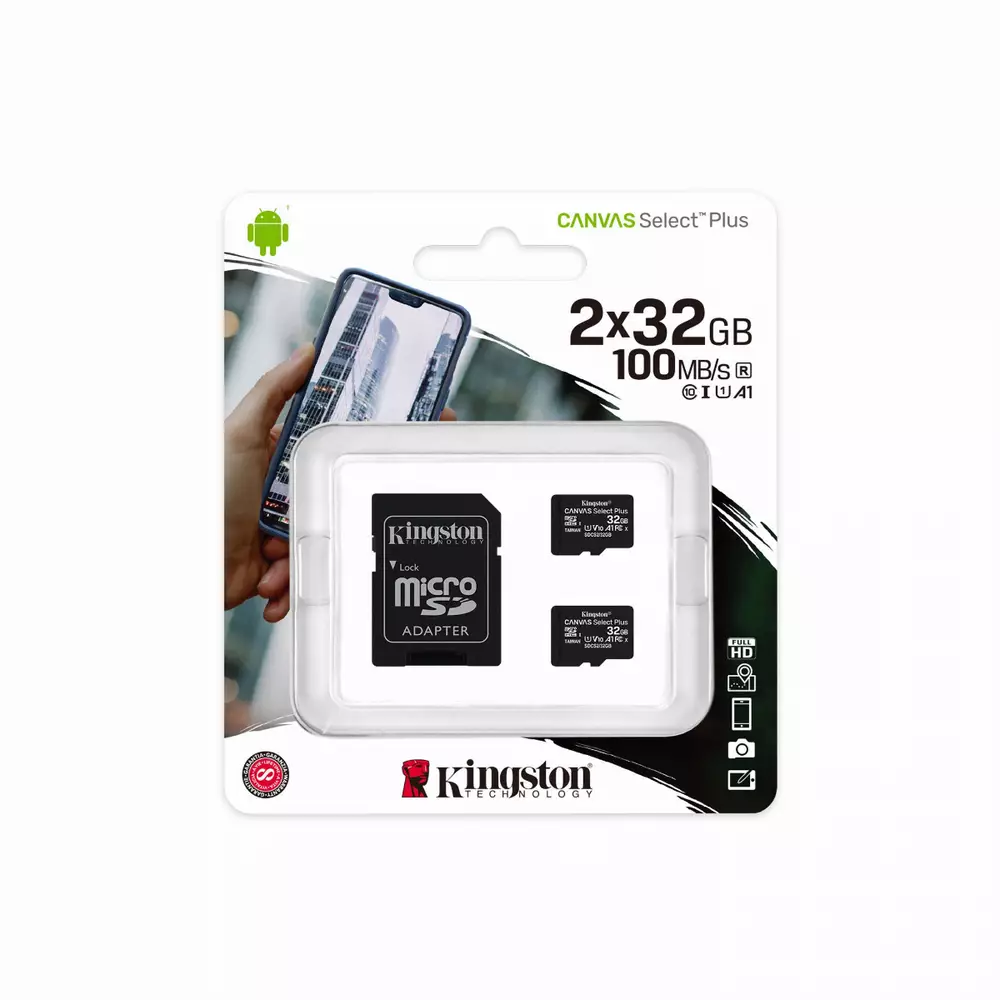 Карта памет Kingston Canvas Select Plus Multi pack 2 x microSDHC 32GB, Class 10 UHS-I