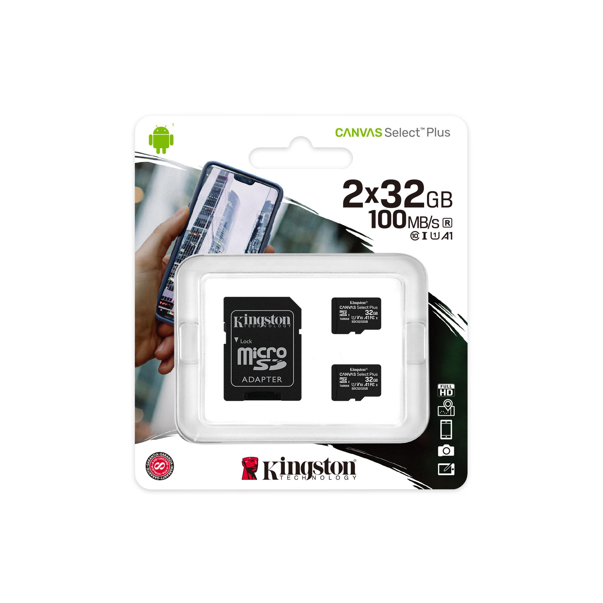 Карта памет Kingston Canvas Select Plus Multi pack 2 x microSDHC 32GB, Class 10 UHS-I