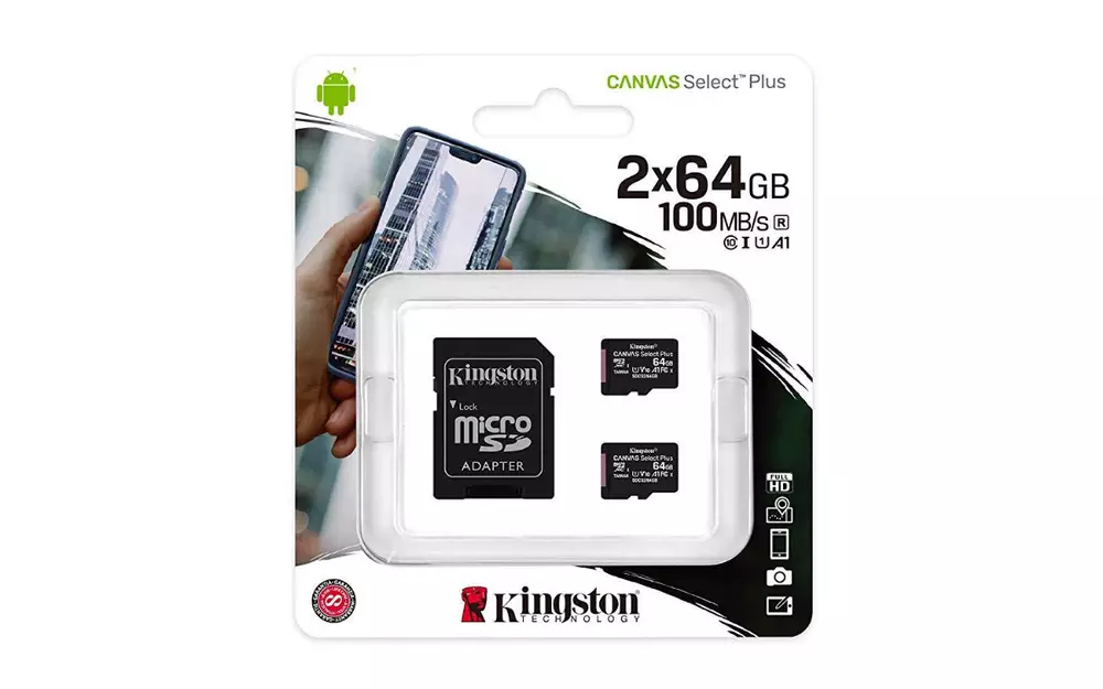 Карта памет Kingston Canvas Select Plus Multi pack 2 x microSDHC 64GB, Class 10 UHS-I
