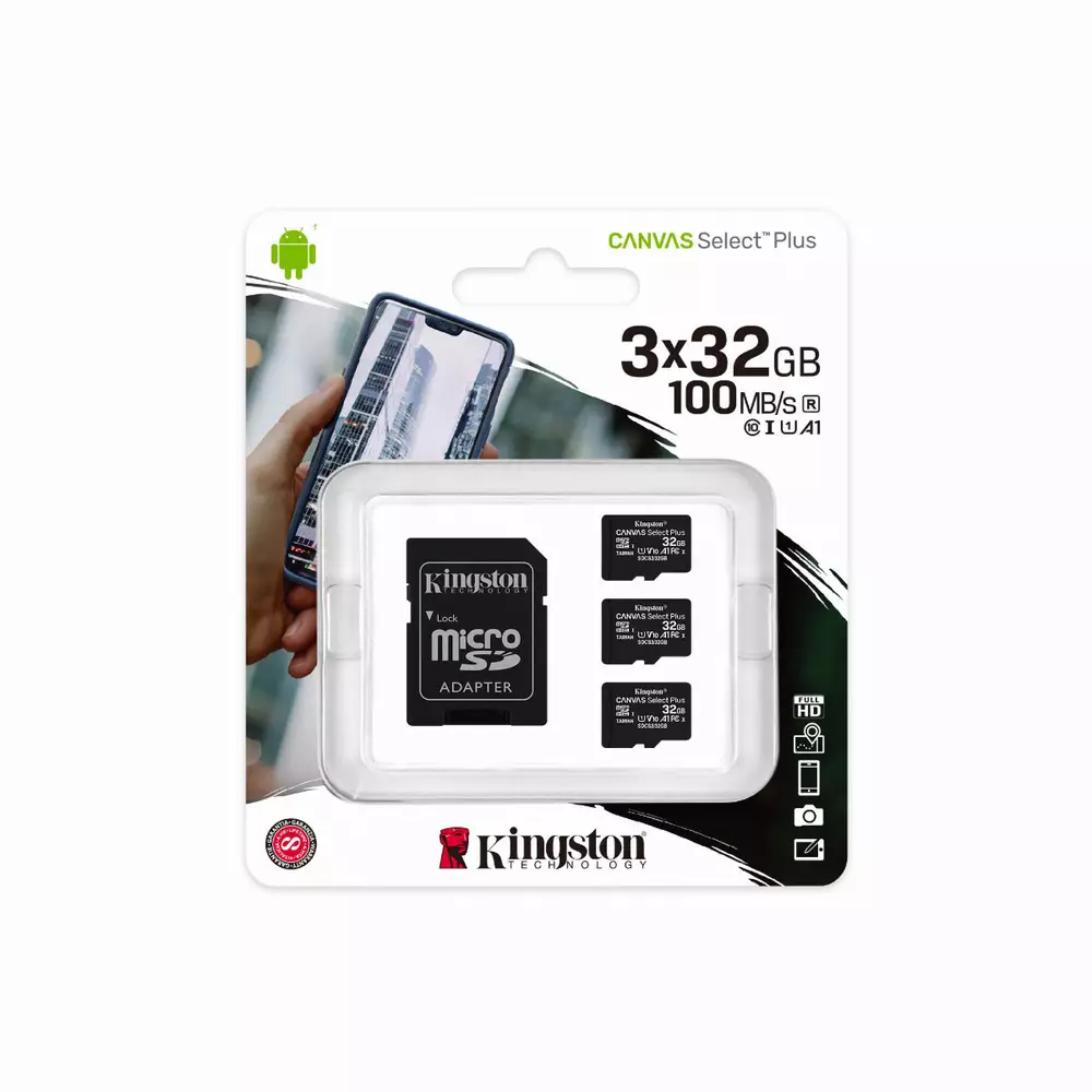 Карта памет Kingston Canvas Select Plus Multi pack 3 x microSDHC 32GB, Class 10 UHS-I