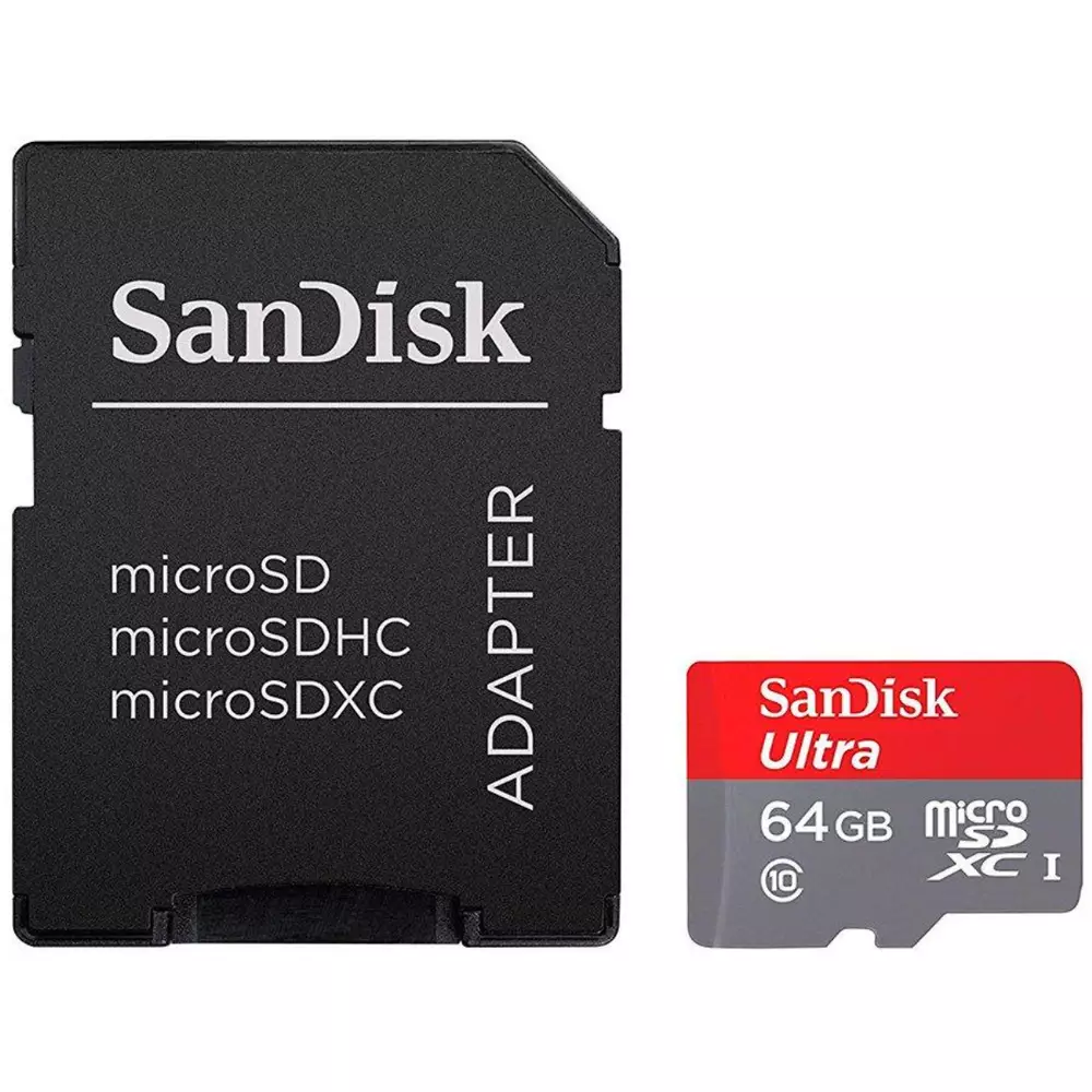 Карта памет SANDISK Ultra micro SDHC UHS-I, A1, SD Адаптер, 64GB, Class 10, 100Mb/s