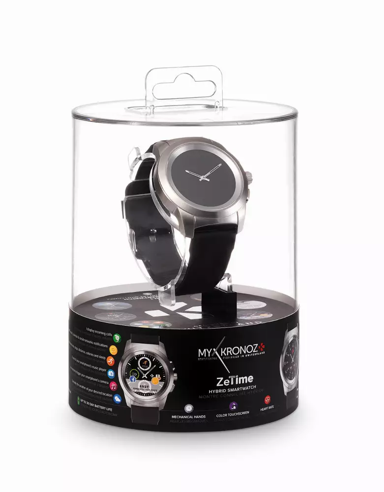 Хибриден смарт часовник MyKronoz ZeTime Regular Silver/White, силиконова бяла каишка