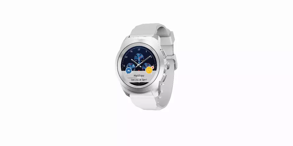 Хибриден смарт часовник MyKronoz ZeTime Regular Silver/White, силиконова бяла каишка