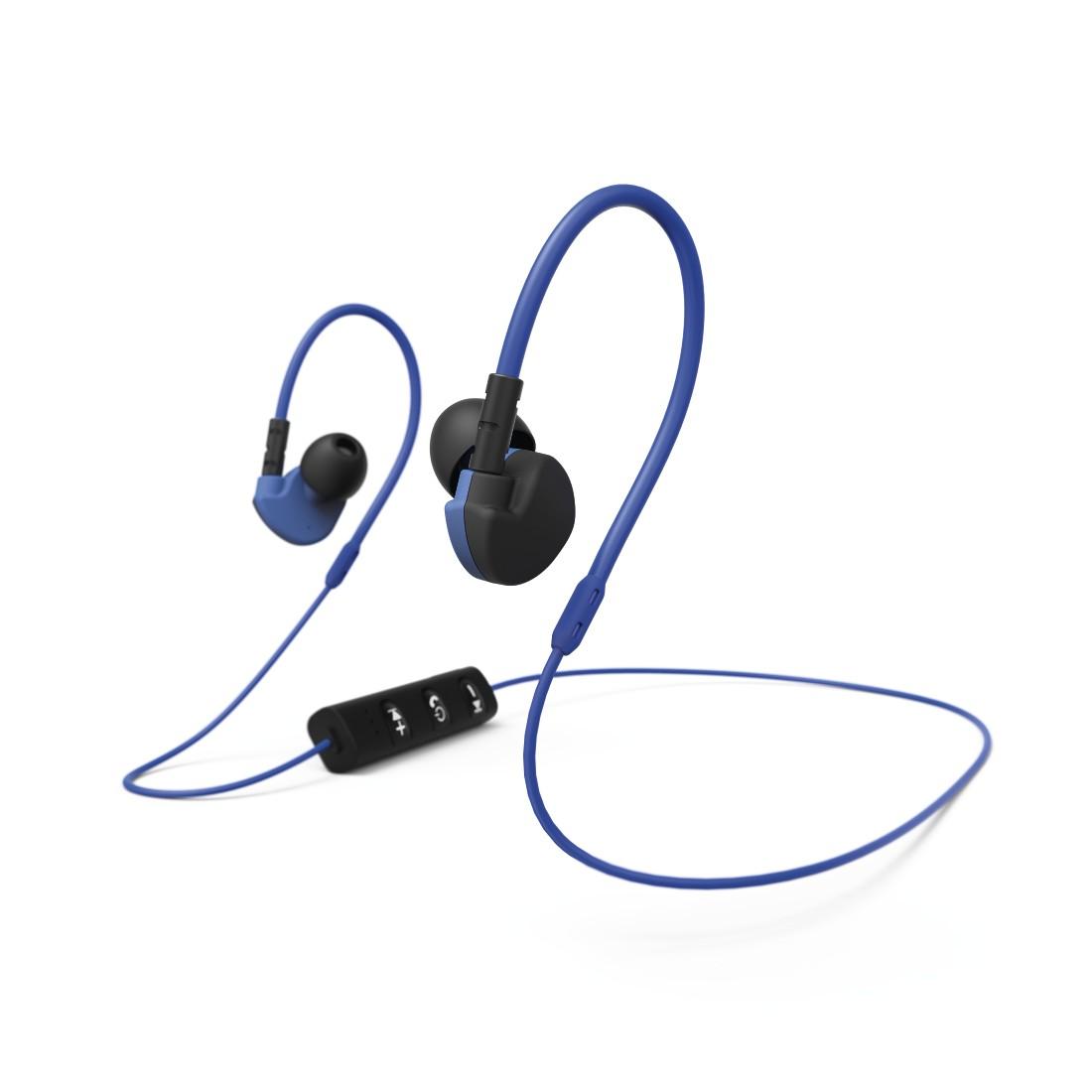Спортни слушалки HAMA Active BT 177096, In-Ear, Bluetooth, Микрофон, Черен/Син