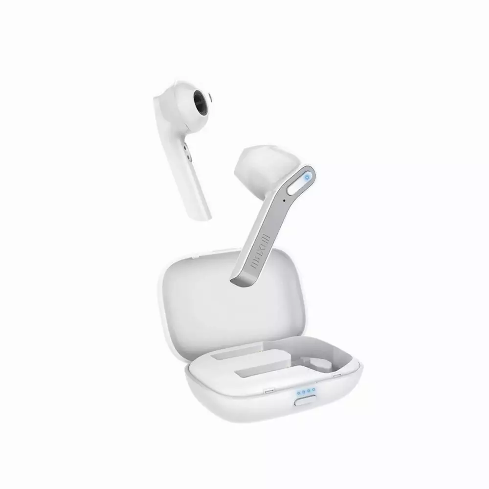 Блутут слушалки-тапи с докинг кутийка MAXELL Dynamic, True Wireless, бял