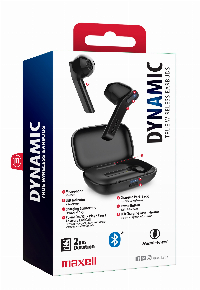 Блутут слушалки-тапи с докинг кутийка MAXELL Dynamic, True Wireless, черен
