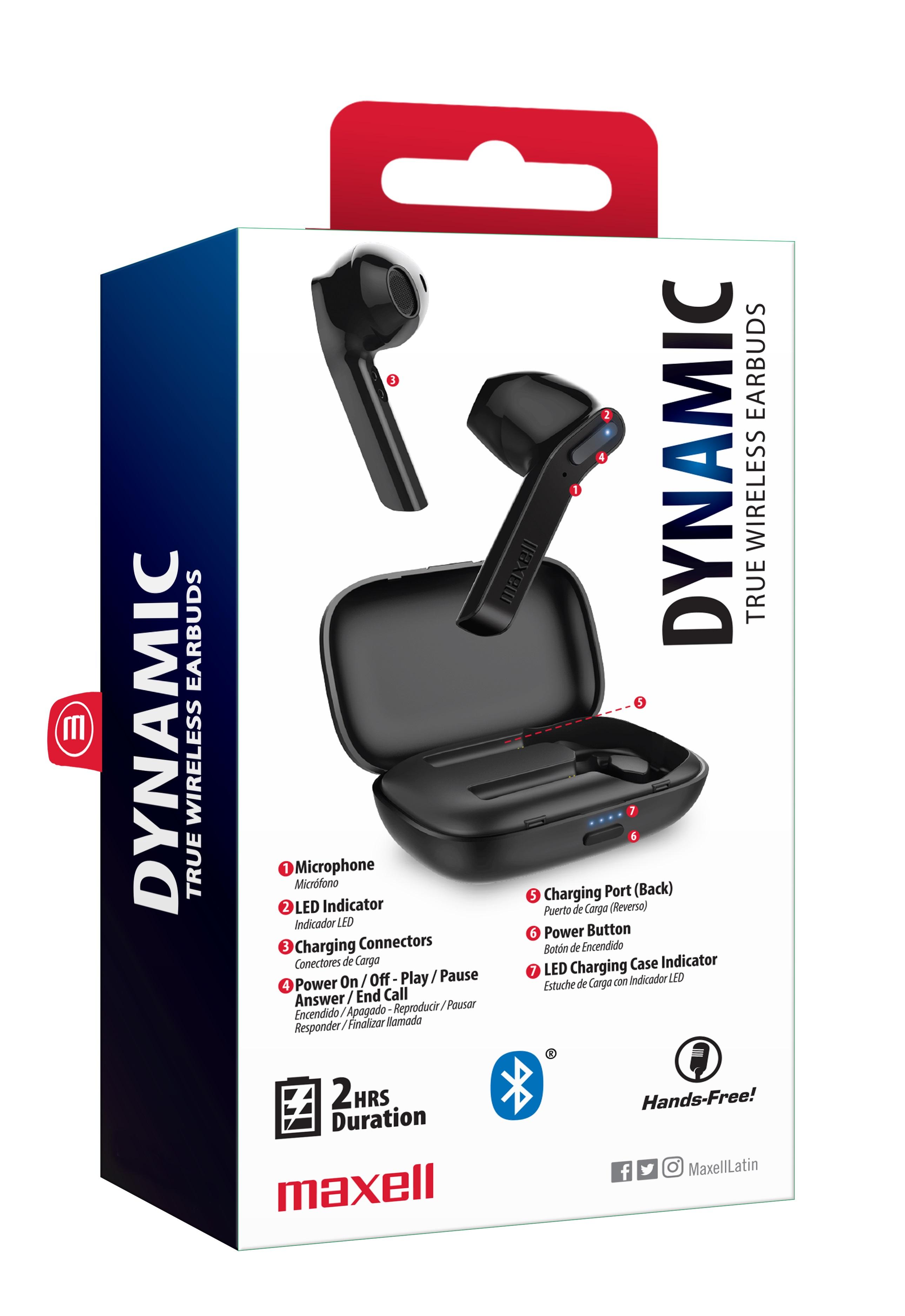 Блутут слушалки-тапи с докинг кутийка MAXELL Dynamic, True Wireless, черен